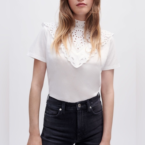 Maje T-shirt with Embroidery & Frills - Picture 1 of 11